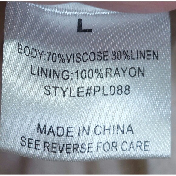 Pink Lily Women's Dress~Linen Blend~ Sleeveless~Ruffled~Tie Straps~Size Large - Picture 8 of 10